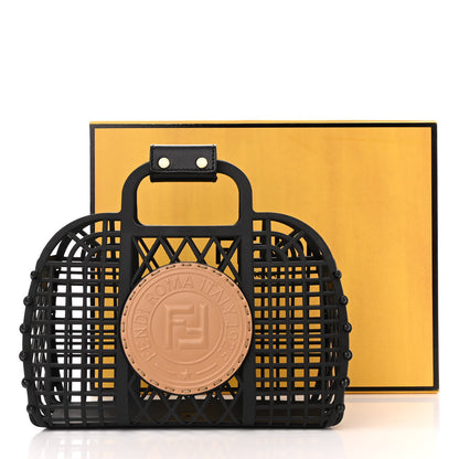 Fendi Recycled Plastic Vitello Liberty Matte Small Fendi Basket Black Miele Scuro 13 of 13