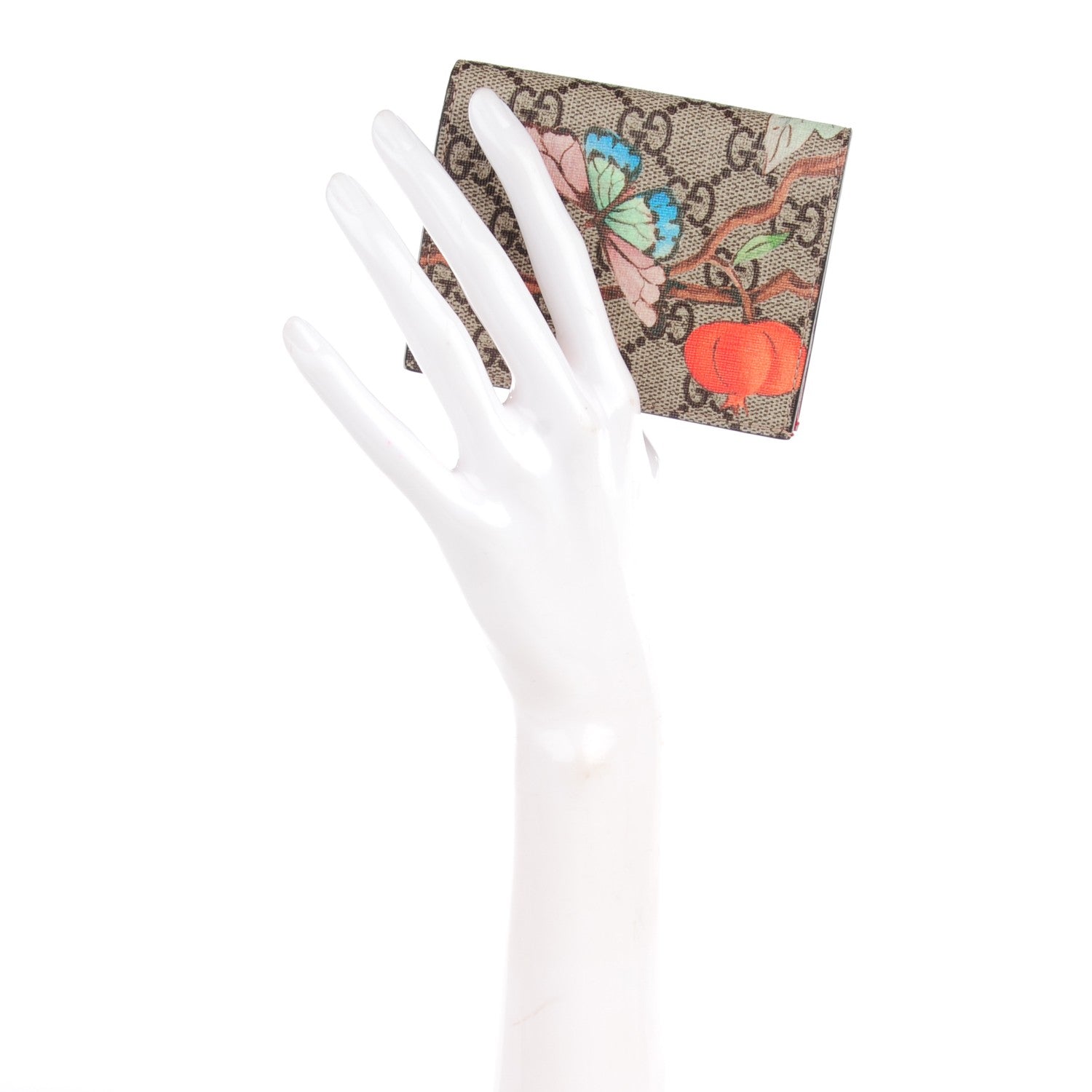 Gucci GG Supreme Monogram Tian Card Case Beige Multicolor Red 2 of 7