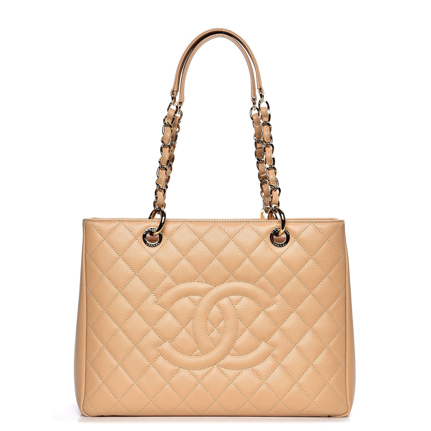 Caviar Quilted Grand Shopping Tote GST Beige Clair