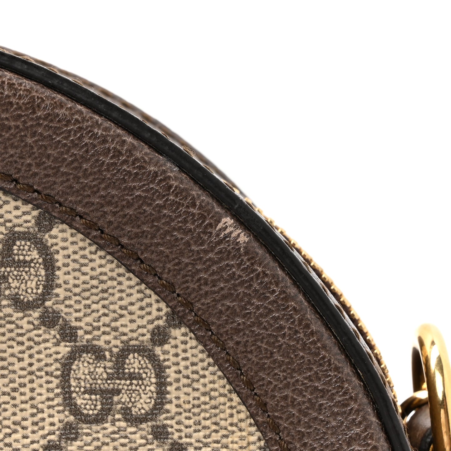 GG Supreme Monogram Web Mini Ophidia Round Shoulder Bag Brown