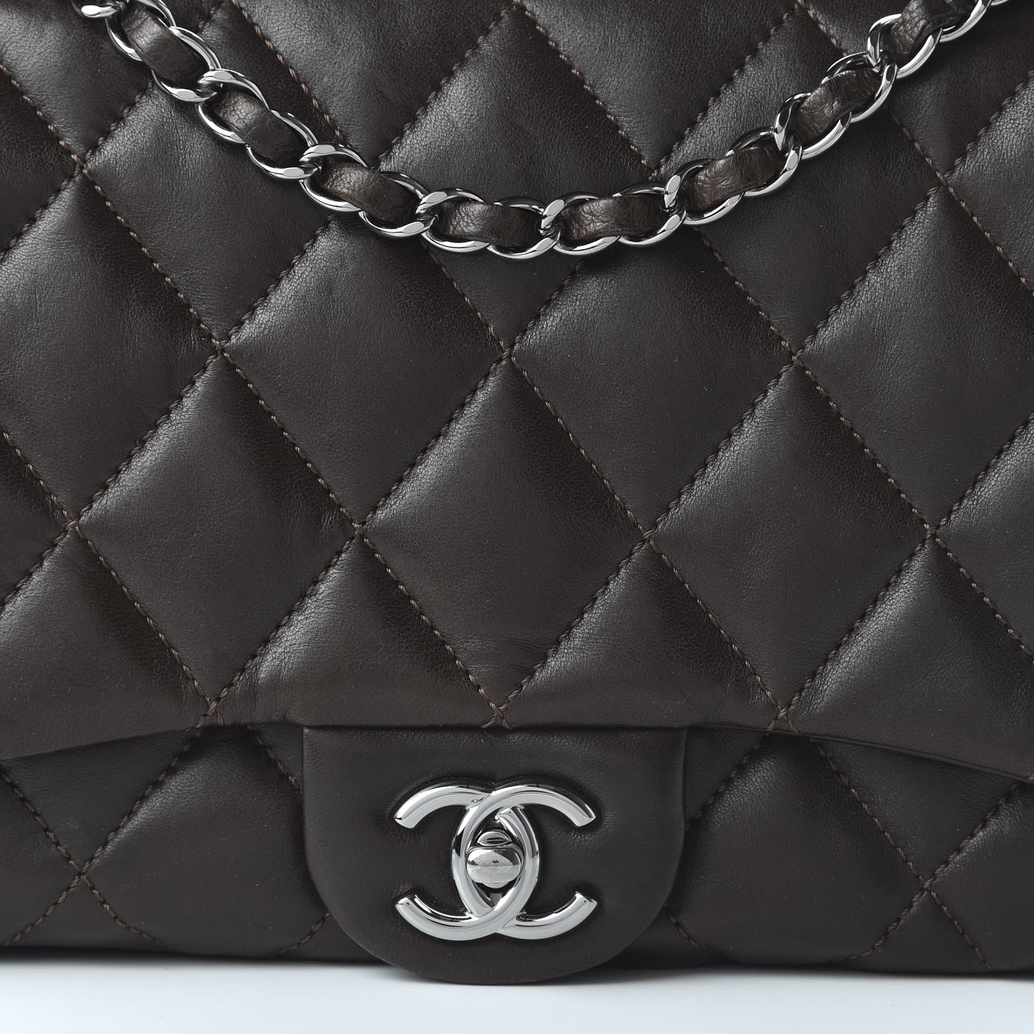 Chanel Lambskin Quilted Large 3 Flap Brown 10 of 11