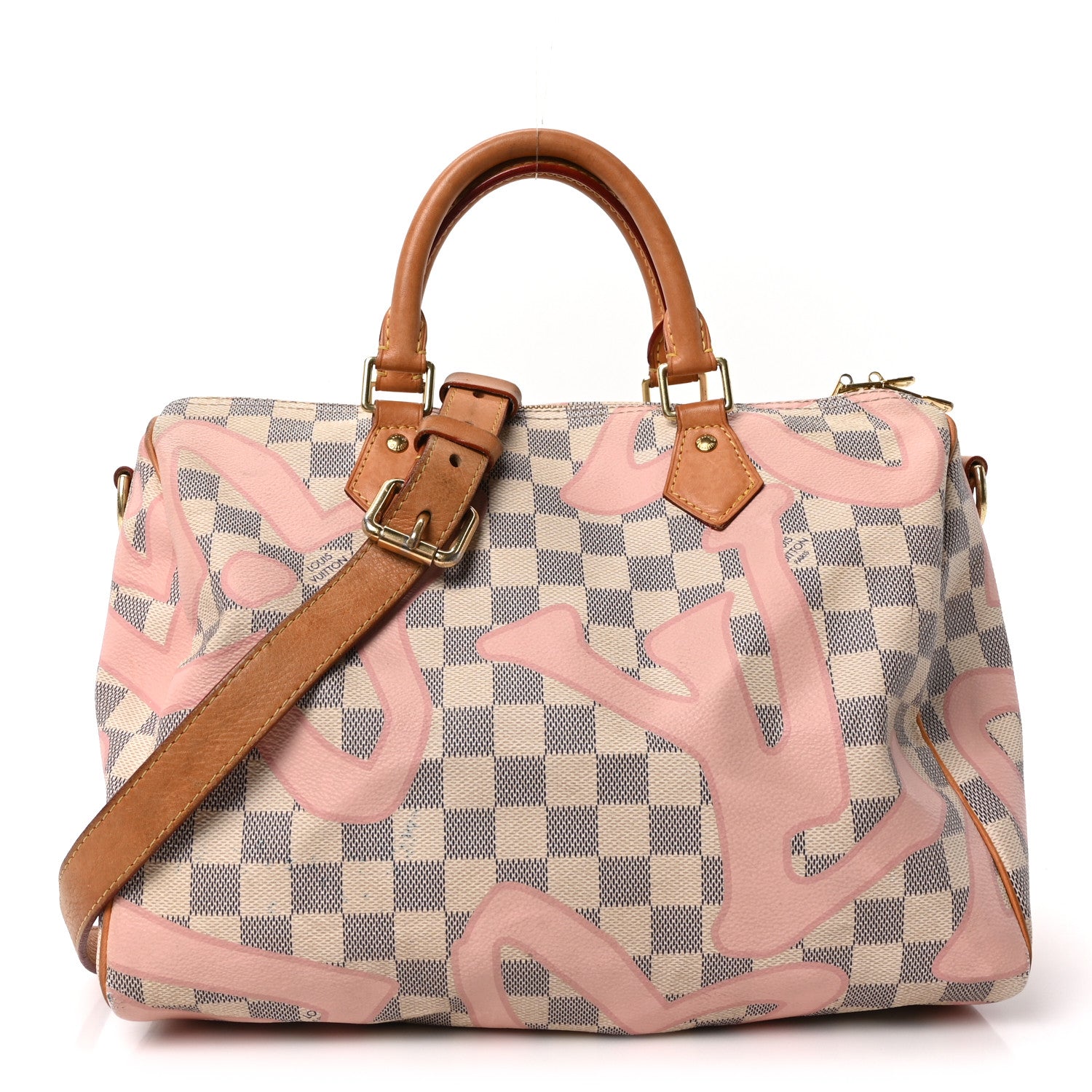 Louis Vuitton Damier Azur Tahitienne Speedy Bandouliere 30 Rose Ballerine 1 of 10