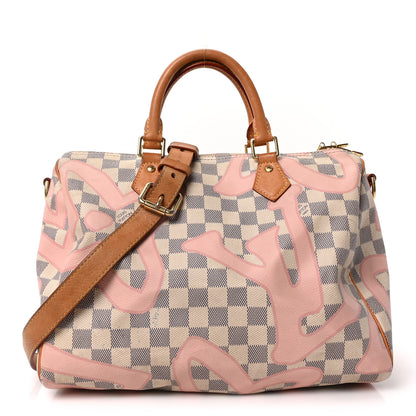 Louis Vuitton Damier Azur Tahitienne Speedy Bandouliere 30 Rose Ballerine 1 of 10