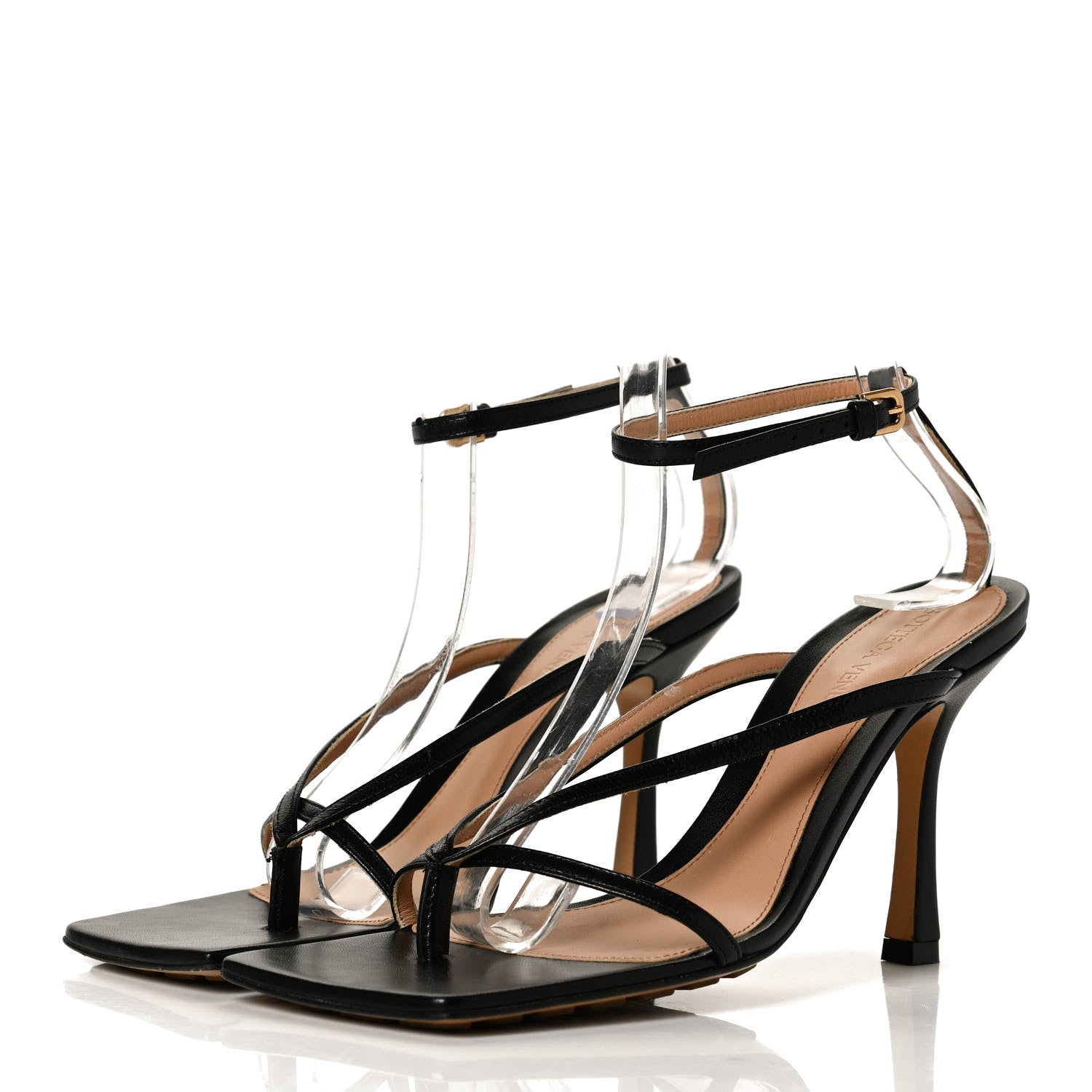 Bottega Veneta Lambskin Stretch Multi Strap 90mm Sandals 37 Black 3 of 11