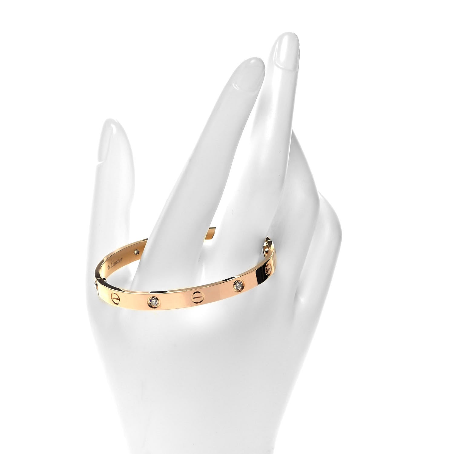 Cartier 18K Pink Gold 4 Diamond LOVE Bracelet 17 2 of 6