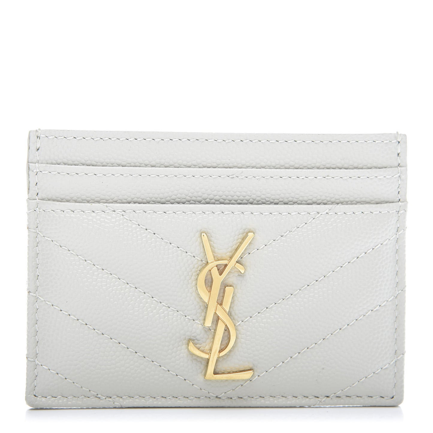Grain De Poudre Matelasse Chevron Monogram Credit Card Case Blanc Vintage