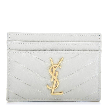 Saint Laurent Grain De Poudre Matelasse Chevron Monogram Credit Card Case Blanc Vintage 1 of 10