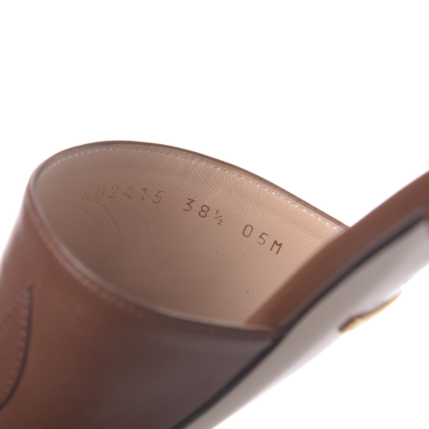 Gucci Malaga Kid Zumi Mid Heel Slide Sandals 38.5 Brown Papaya 7 of 10