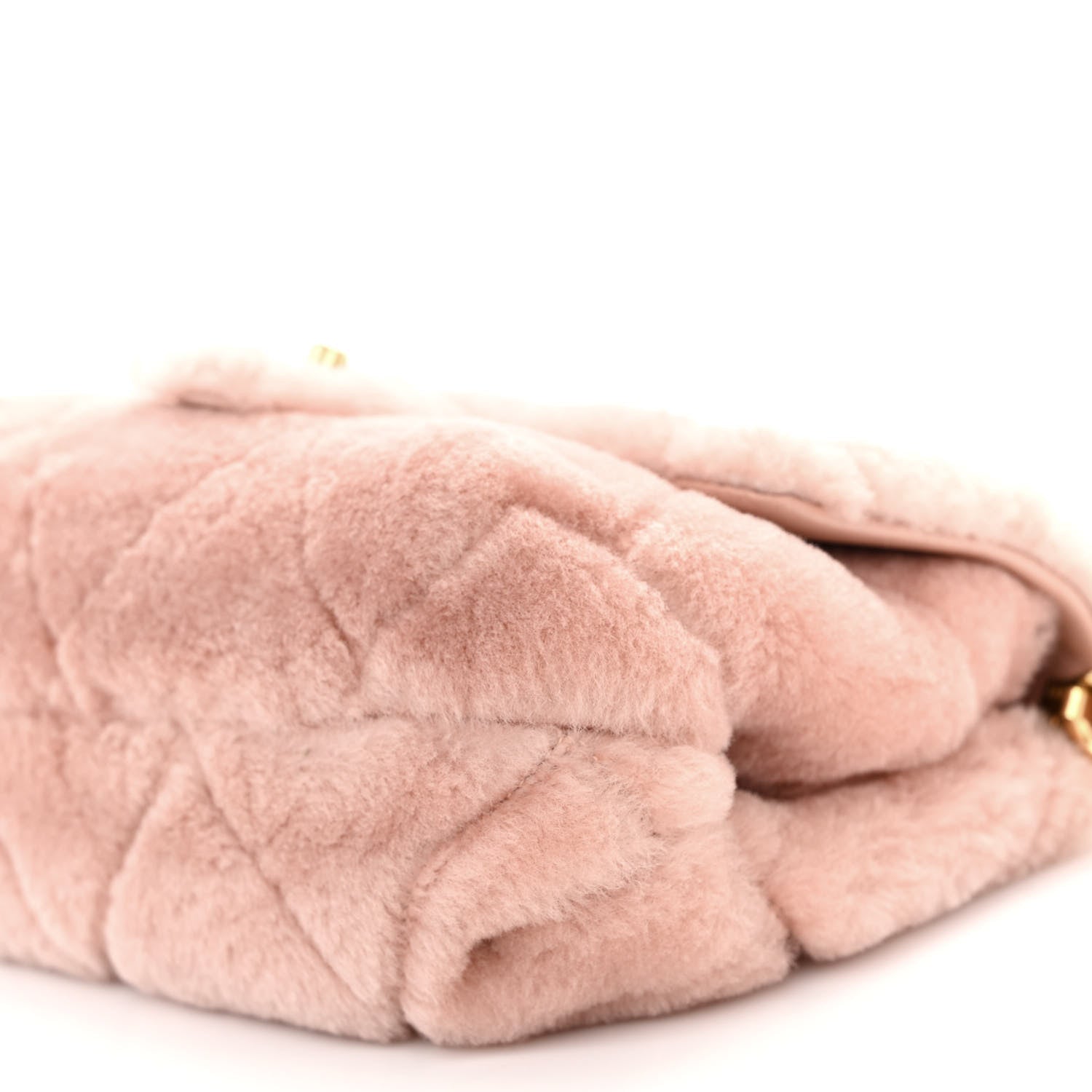 Chanel Shearling Lambskin Quilted Small Chain Top Handle Flap Pink 8 of 8