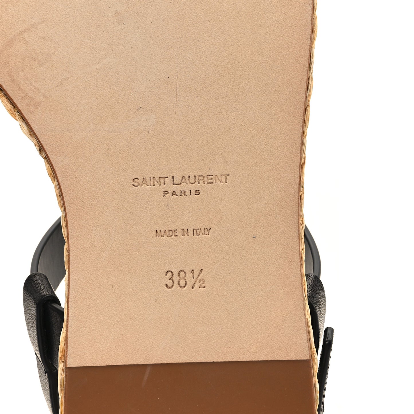 Calfskin Raffia Cassandra Monogram Sandals 38.5 Black