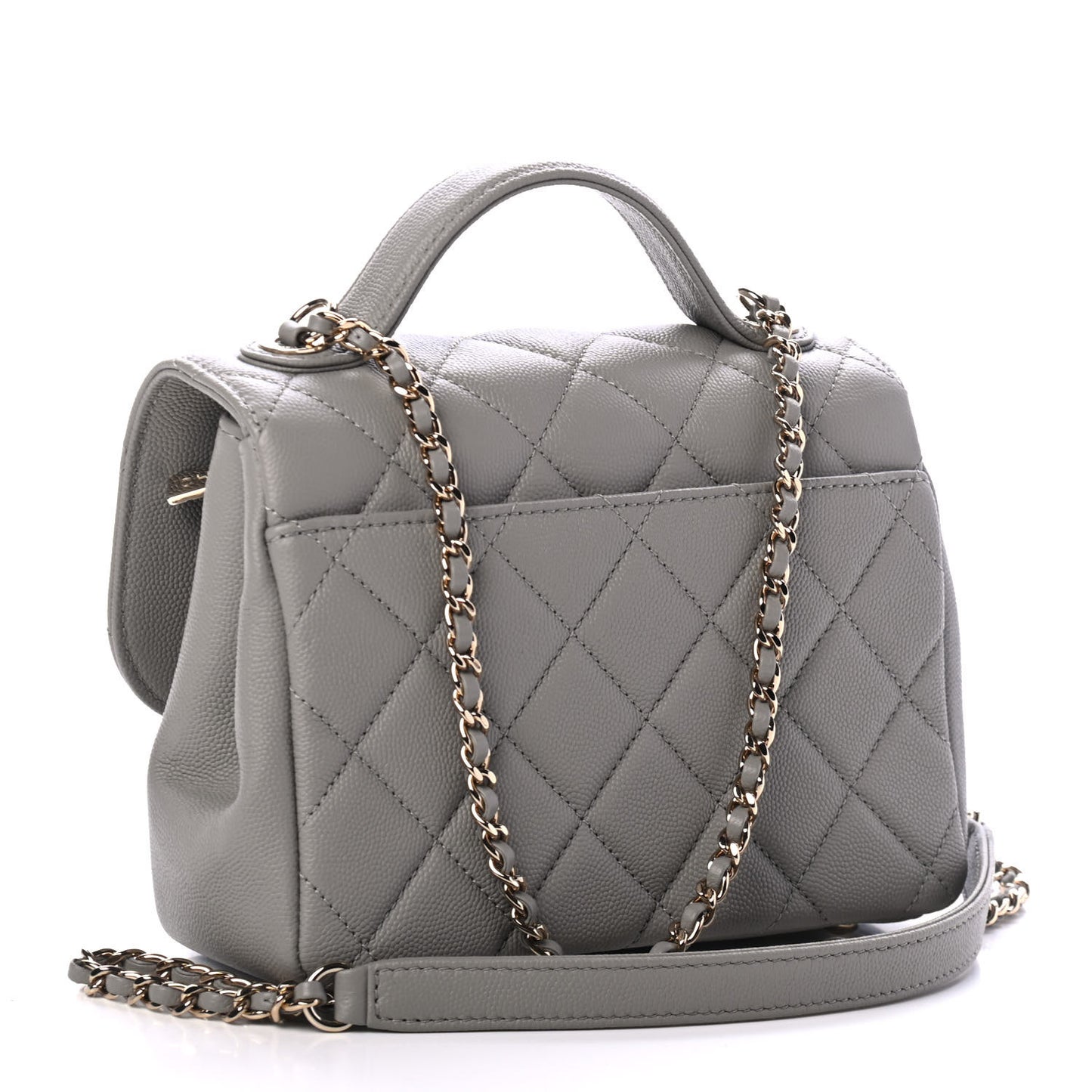 Caviar Quilted Small Business Affinity Flap Grey