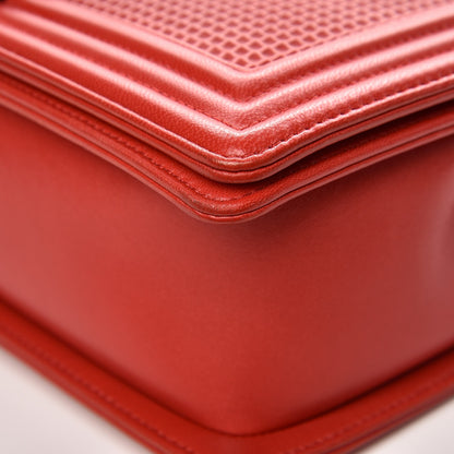 Chanel Lambskin Embossed New Medium Boy Cube Flap Red 10 of 11