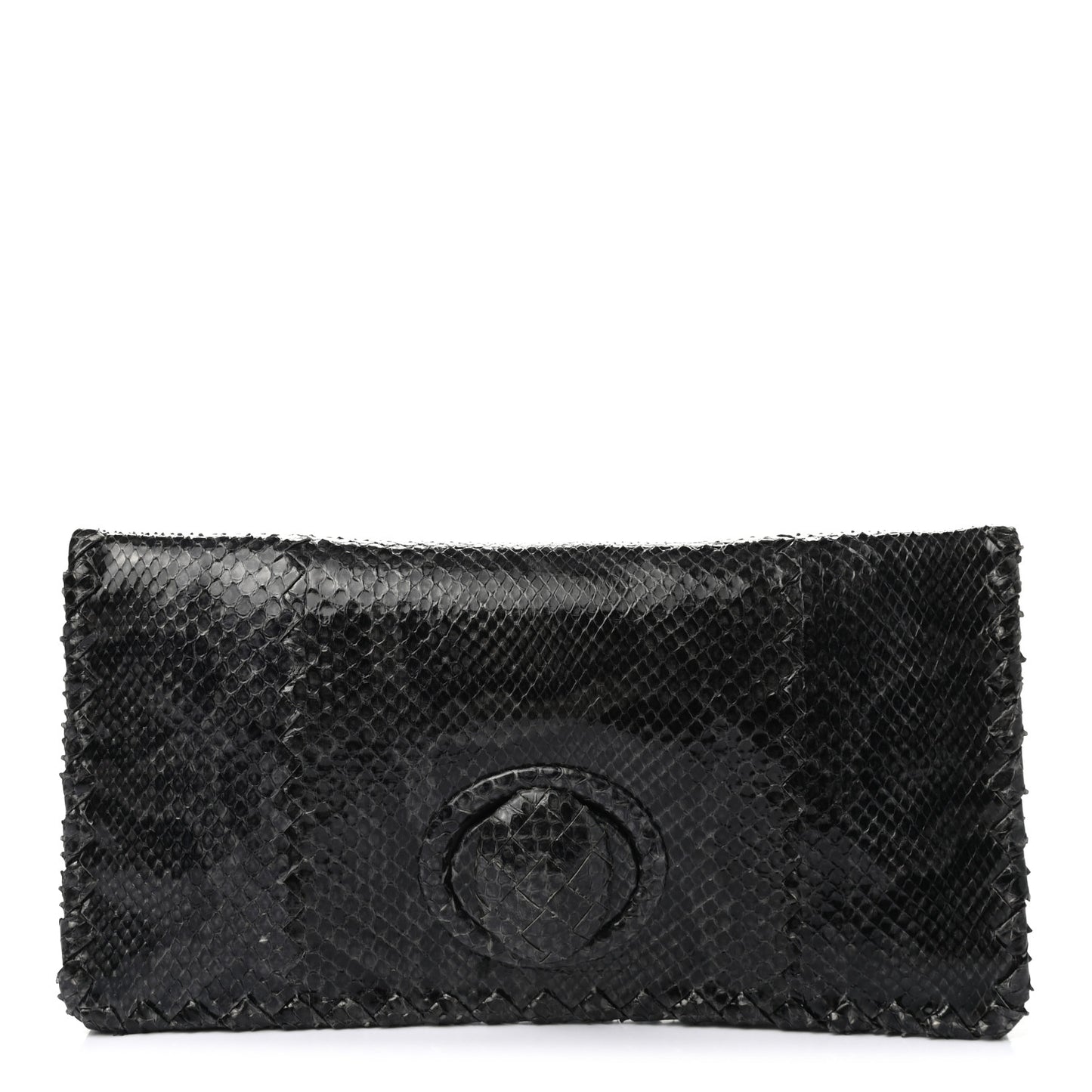 Snakeskin Turnlock Clutch Black