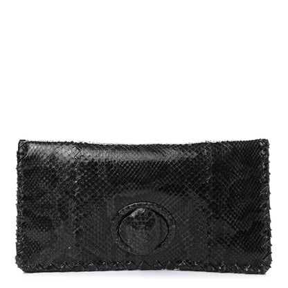 Bottega Veneta Snakeskin Turnlock Clutch Black 1 of 7