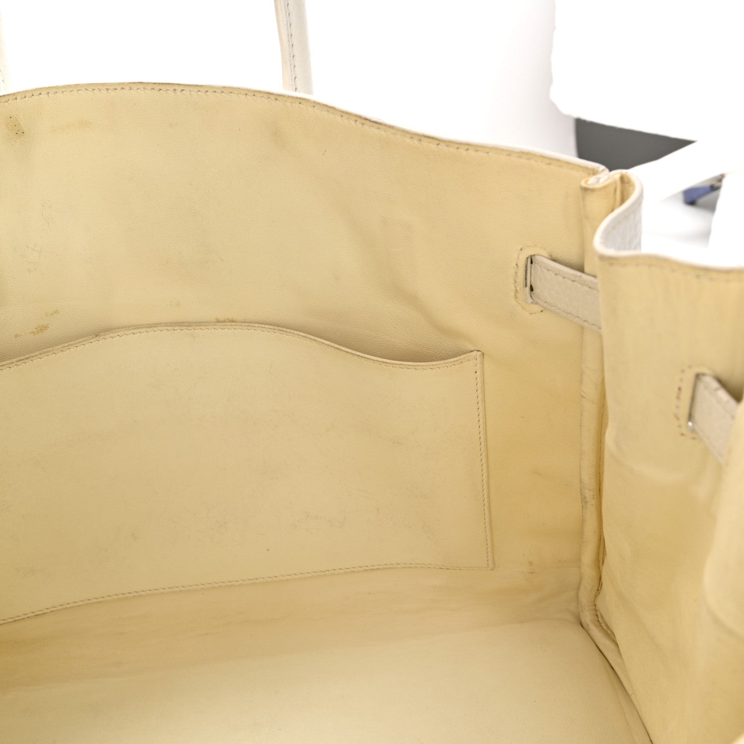 Hermes Toile Taurillon Clemence Birkin 35 White 19 of 33