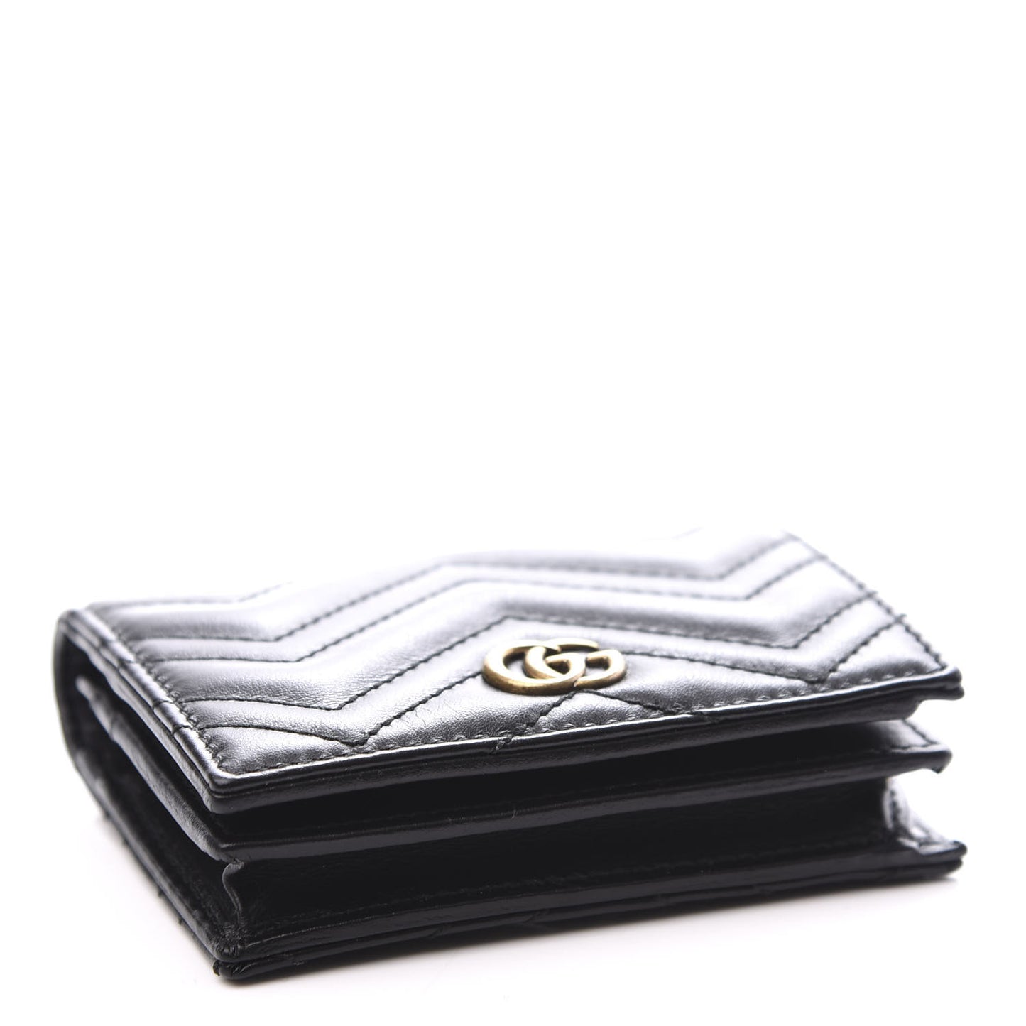 Calfskin Matelasse GG Marmont Card Case Wallet Black