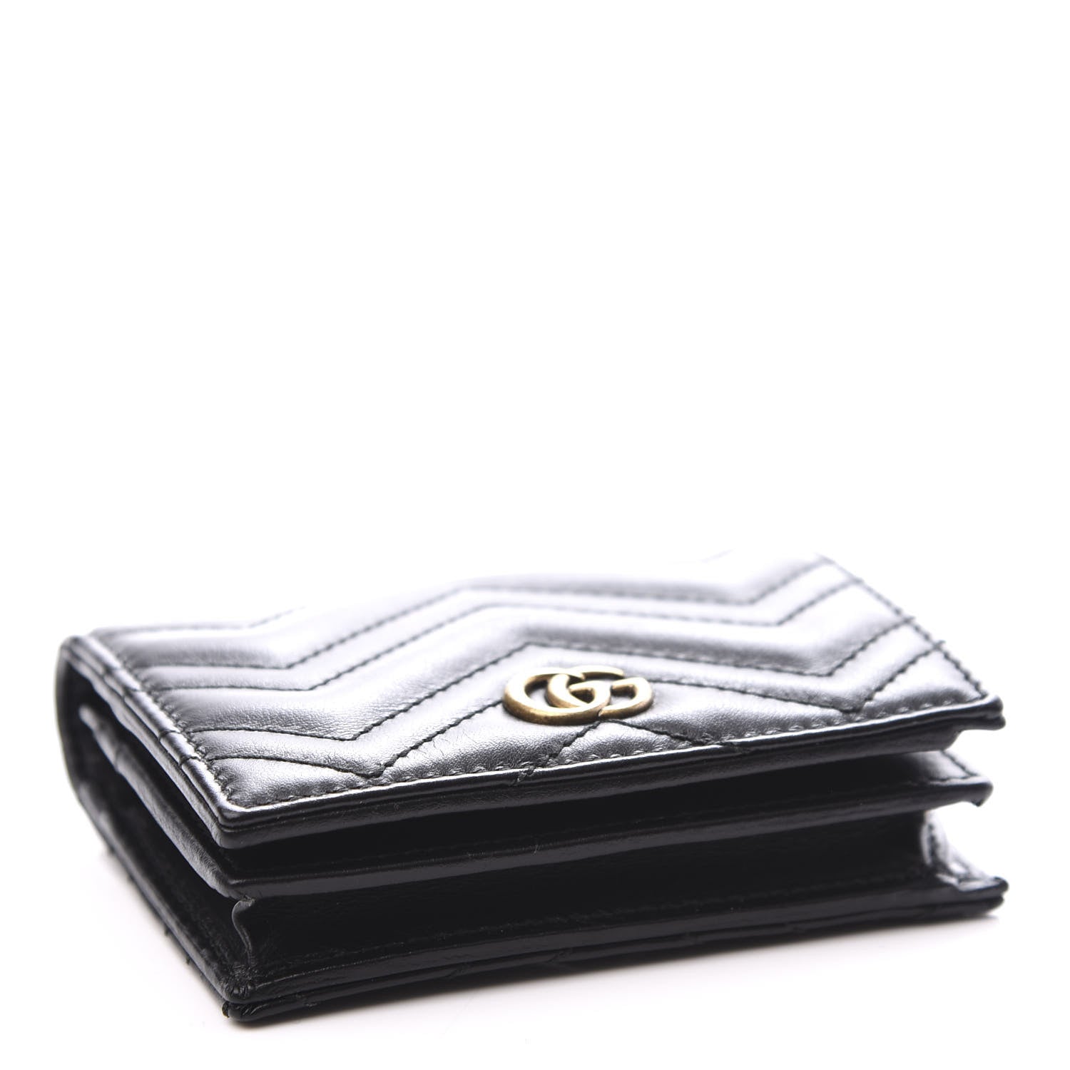 Gucci Calfskin Matelasse GG Marmont Card Case Wallet Black 3 of 8