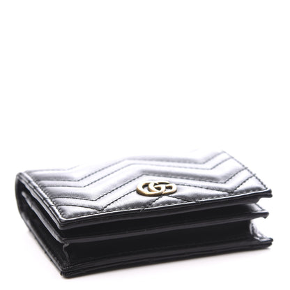 Gucci Calfskin Matelasse GG Marmont Card Case Wallet Black 3 of 8