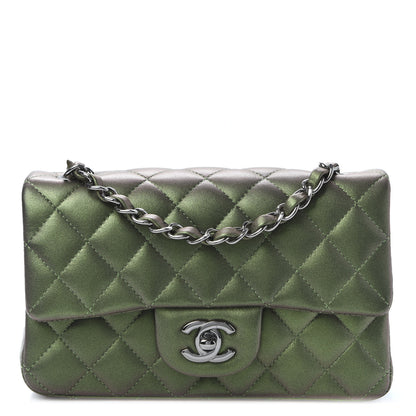 Chanel Iridescent Lambskin Quilted Mini Rectangular Flap Green 1 of 9