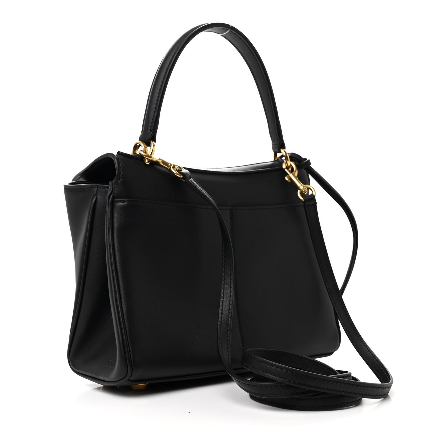 Natural Smooth Calfskin Mini Rodeo Top Handle Handbag Black