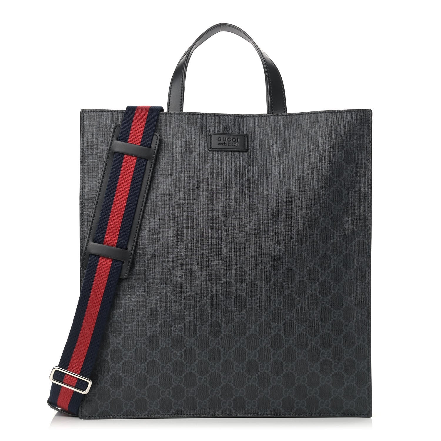 Gucci Soft GG Supreme Monogram Appia Calfskin Web Vertical Tote Black 1 of 15