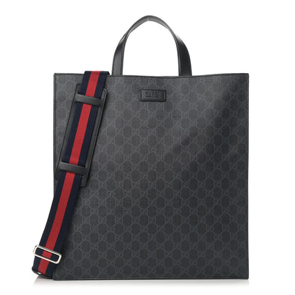 Gucci Soft GG Supreme Monogram Appia Calfskin Web Vertical Tote Black 1 of 15