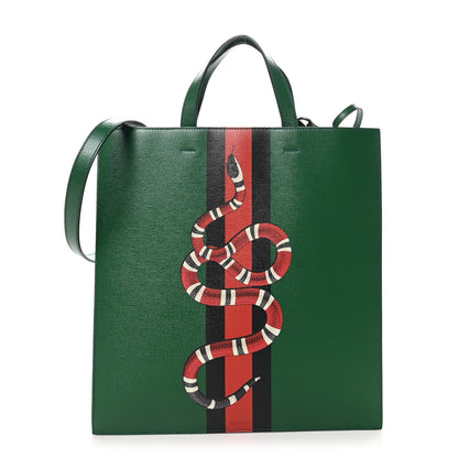Gucci Calfskin Kingsnake Print Vertical Tote Green 1 of 11