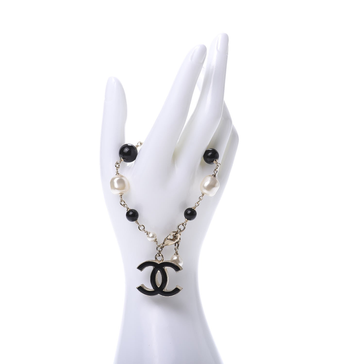 Chanel Enamel Pearl Beaded CC Bracelet Gold 2 of 4