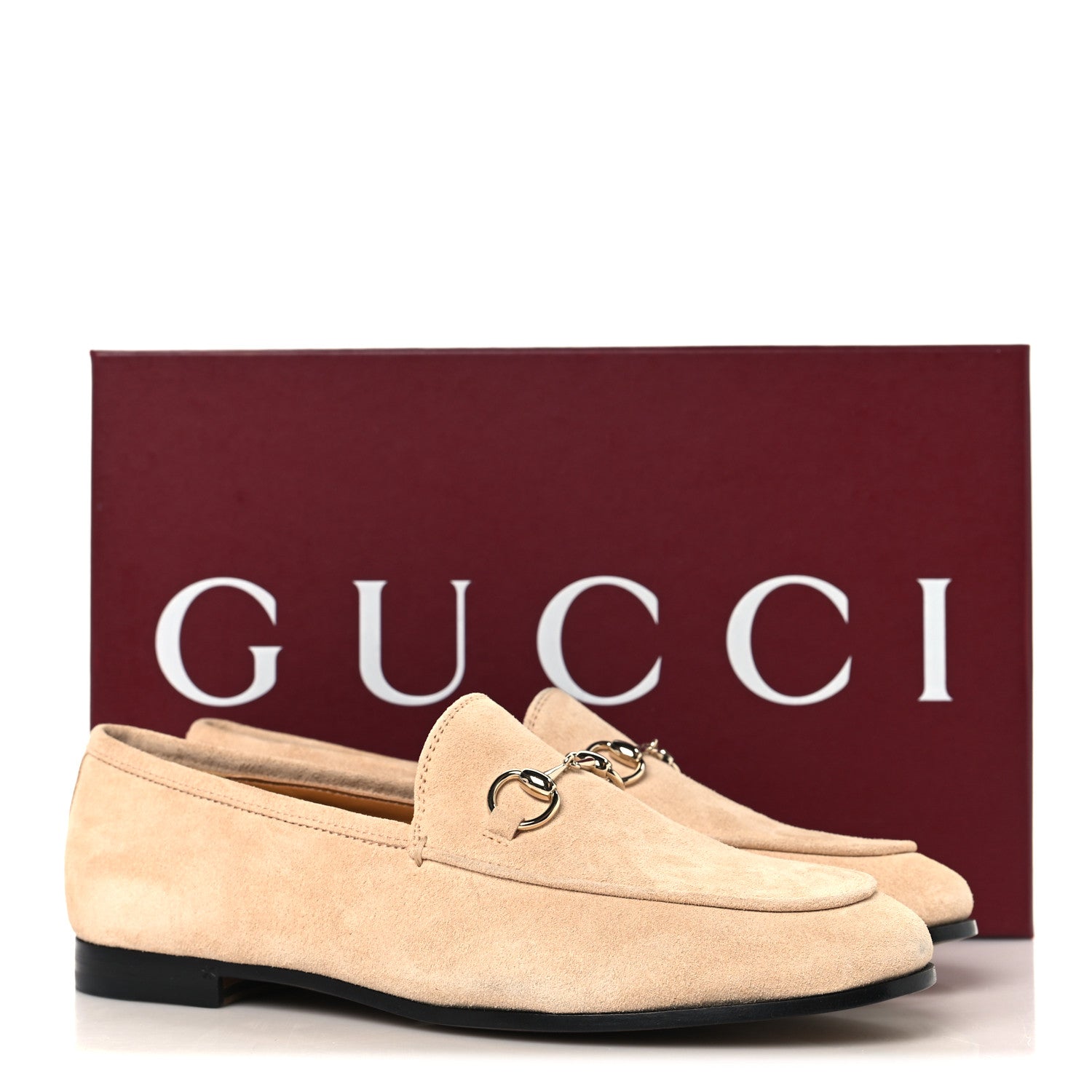 Gucci Suede Horsebit Womens Jordaan Loafers 37.5 Pink Sand 10 of 10