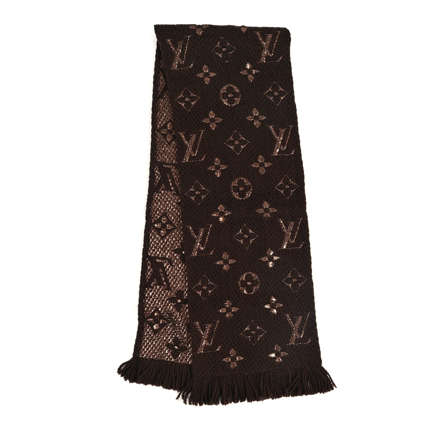 Wool Silk Logomania Shine Scarf Marron