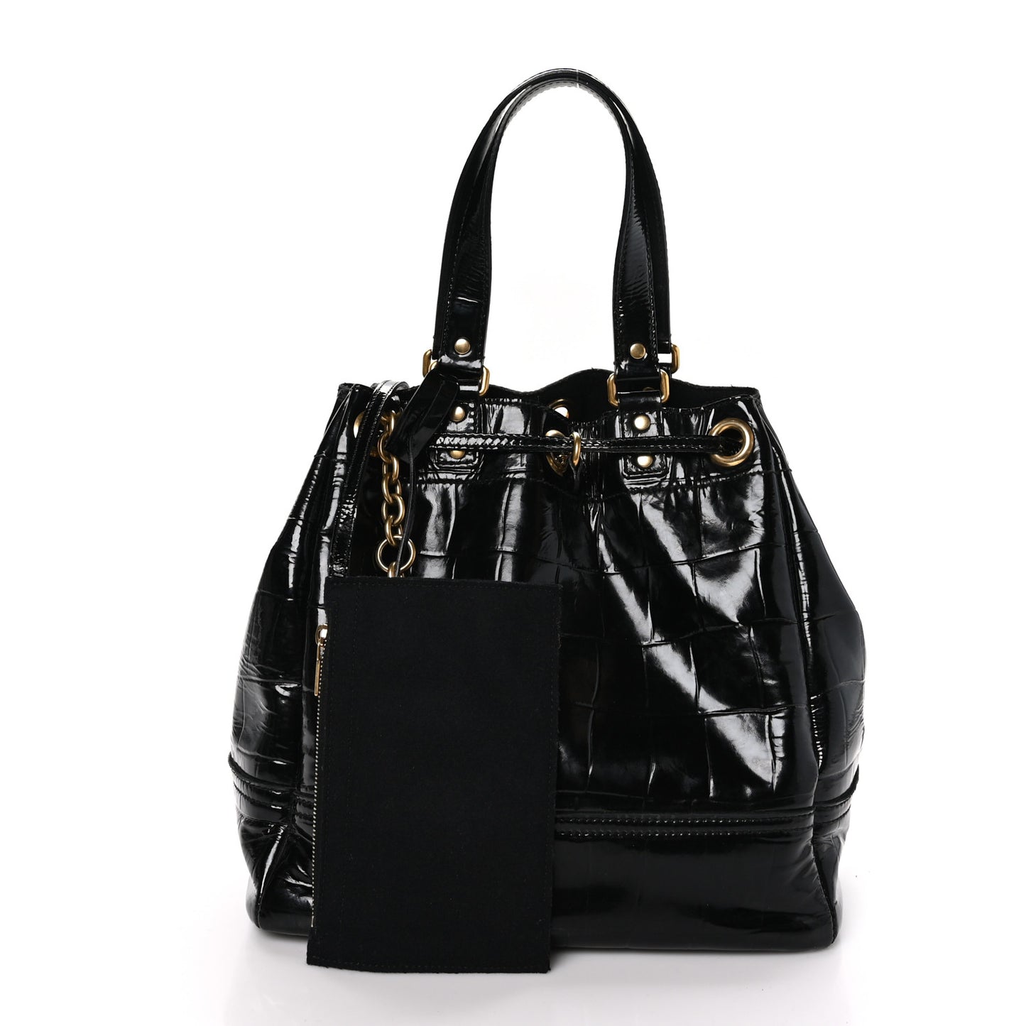 Patent Croc Overseas Tote Black