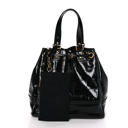 Saint Laurent Patent Croc Overseas Tote Black 2 of 13