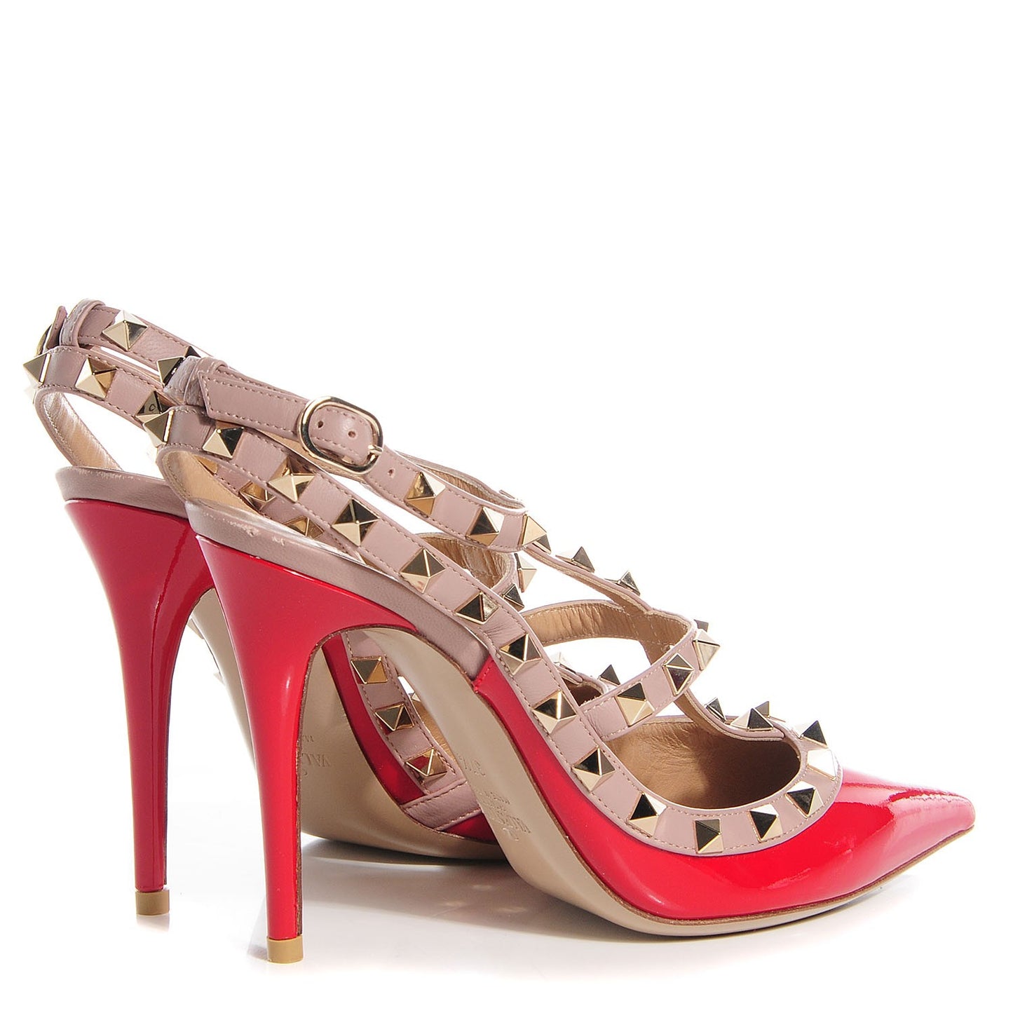 Patent Rockstud Ankle Strap 100mm Pumps 37.5 Rosso Valentino Poudre