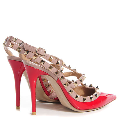 Valentino Garavani Patent Rockstud Ankle Strap 100mm Pumps 37.5 Rosso Valentino Poudre 4 of 6