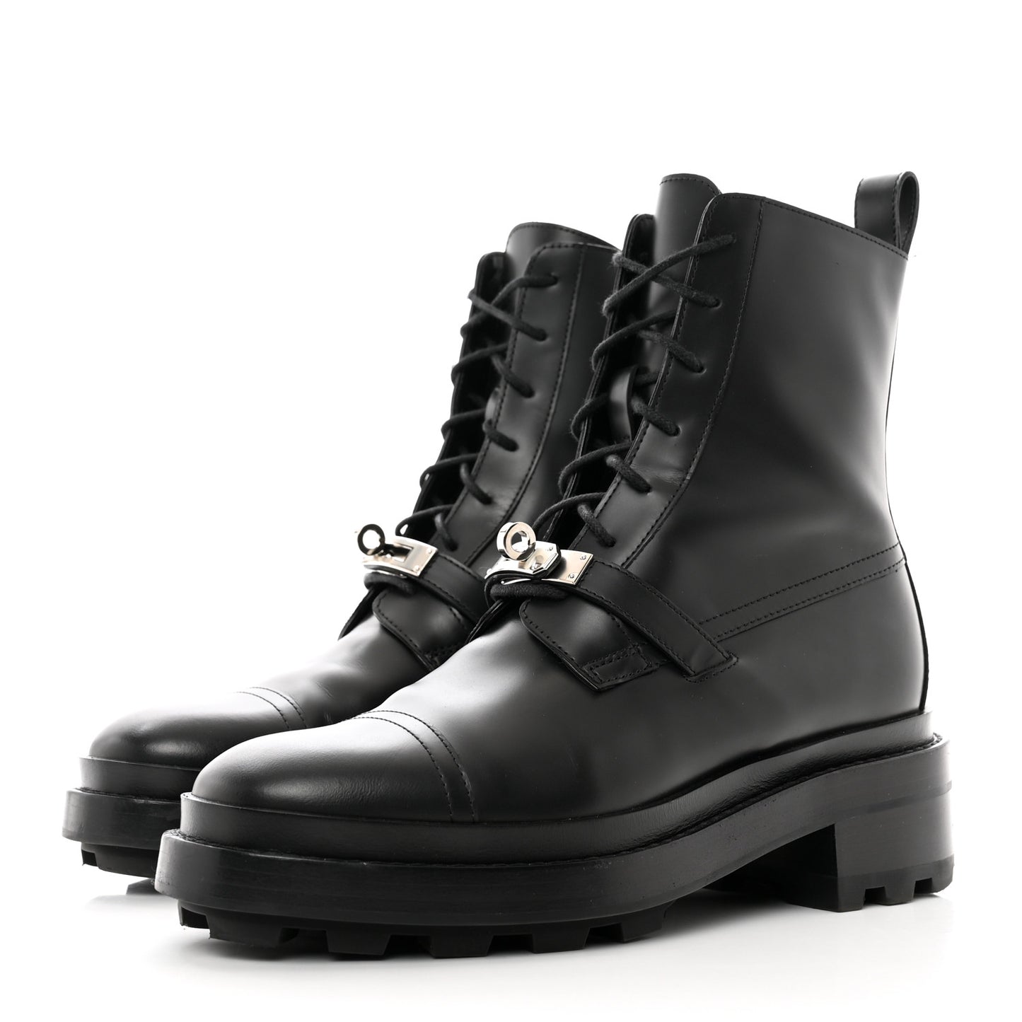 Glossed Calfskin Funk Ankle Boots 37.5 Black