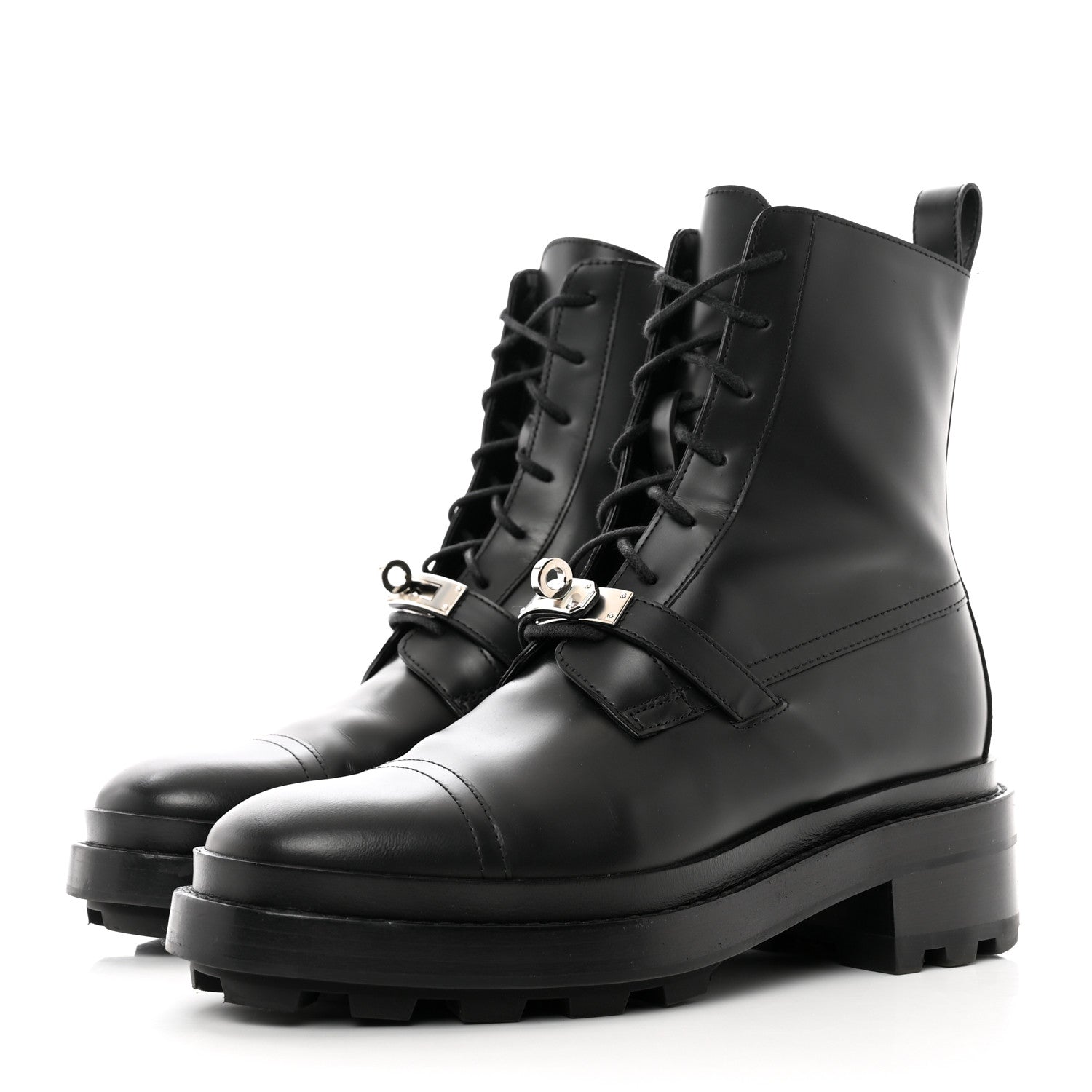 Hermes Glossed Calfskin Funk Ankle Boots 37.5 Black 3 of 8