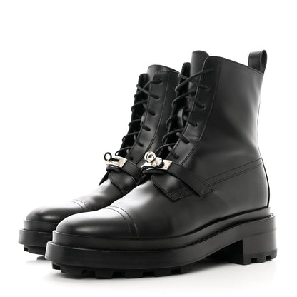 Hermes Glossed Calfskin Funk Ankle Boots 37.5 Black 3 of 8