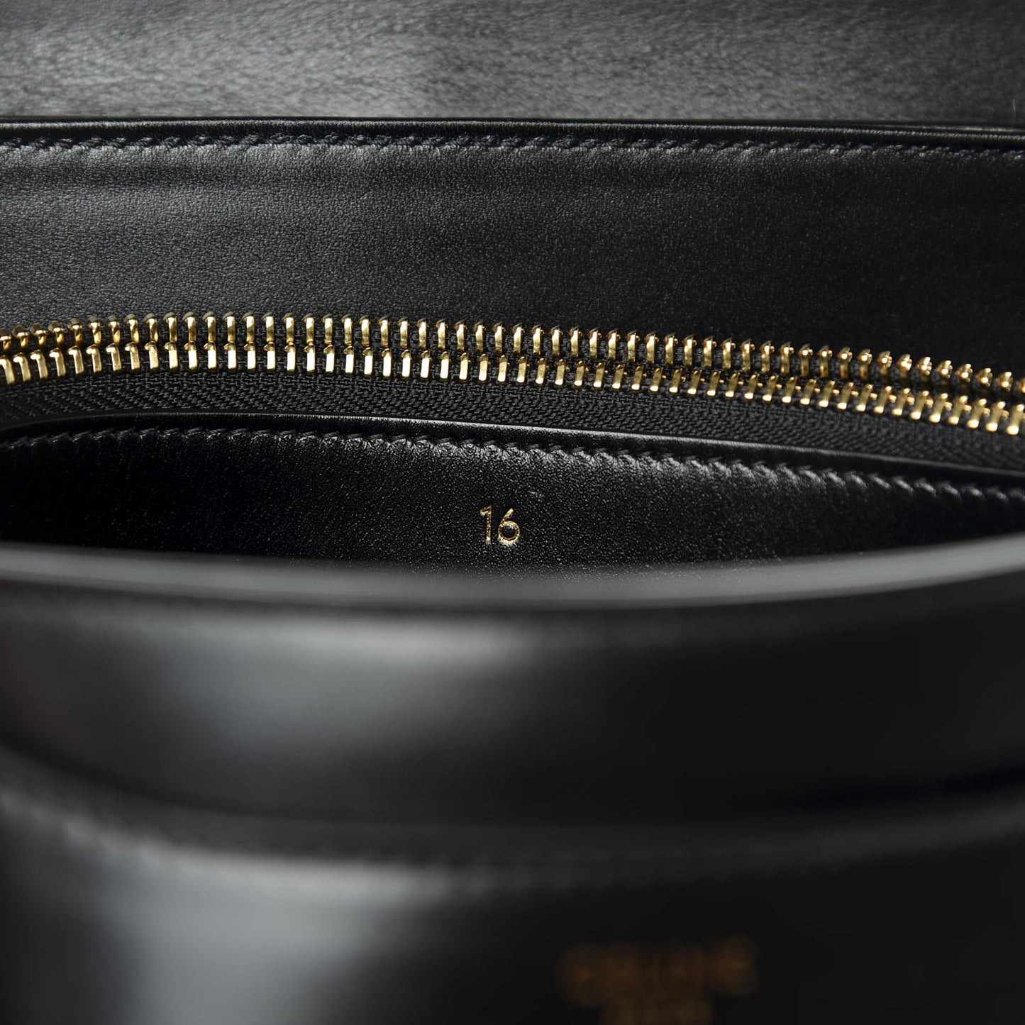 Satinated Calfskin Small 16 Top Handle Bag Black