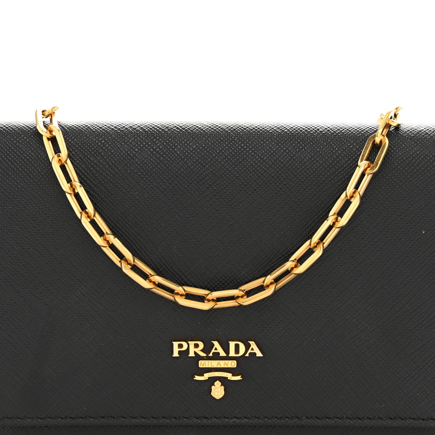 Saffiano Metal Oro Chain Wallet Black