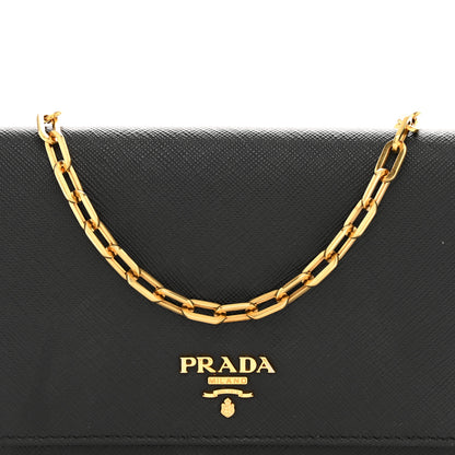 Prada Saffiano Metal Oro Chain Wallet Black 7 of 11