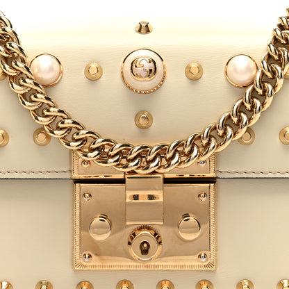 Gucci Calfskin Studded Small Padlock Shoulder Bag White 8 of 10