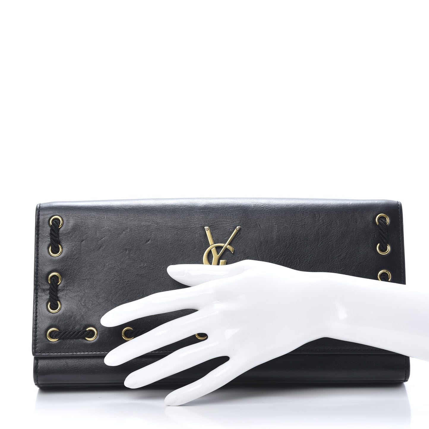 Calfskin Rope Monogram Cassandre Clutch Black