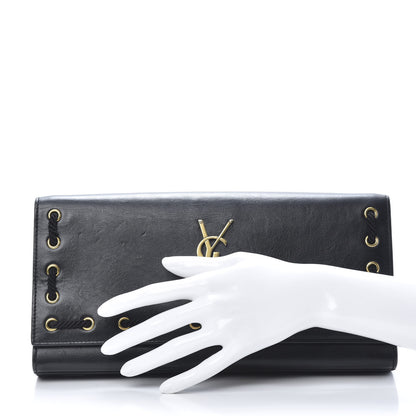 Saint Laurent Calfskin Rope Monogram Cassandre Clutch Black 2 of 14