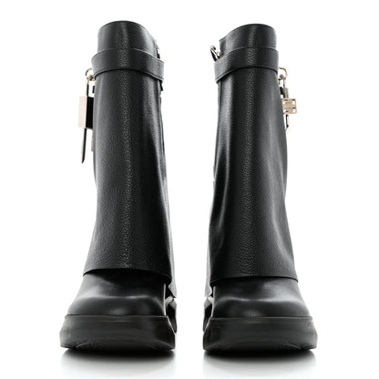 Givenchy Grained Calfskin Shark Lock Biker Ankle Boots 41 Black 2 of 8