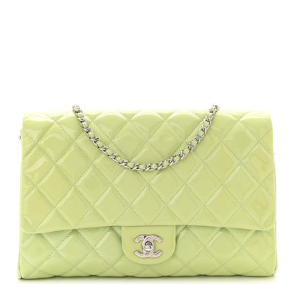 Chanel Patent Quilted Clutch With Chain Flap Light Green 1 of 11