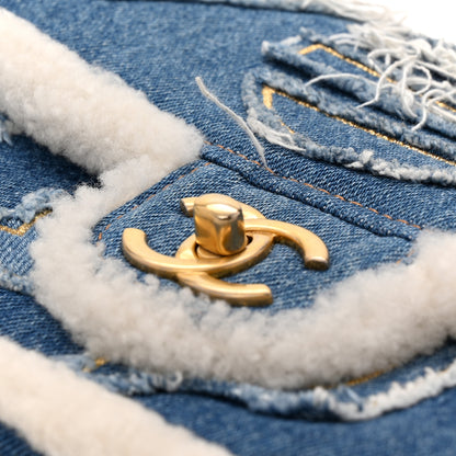 Chanel Denim Shearling Hieroglyph Flap Blue 11 of 11
