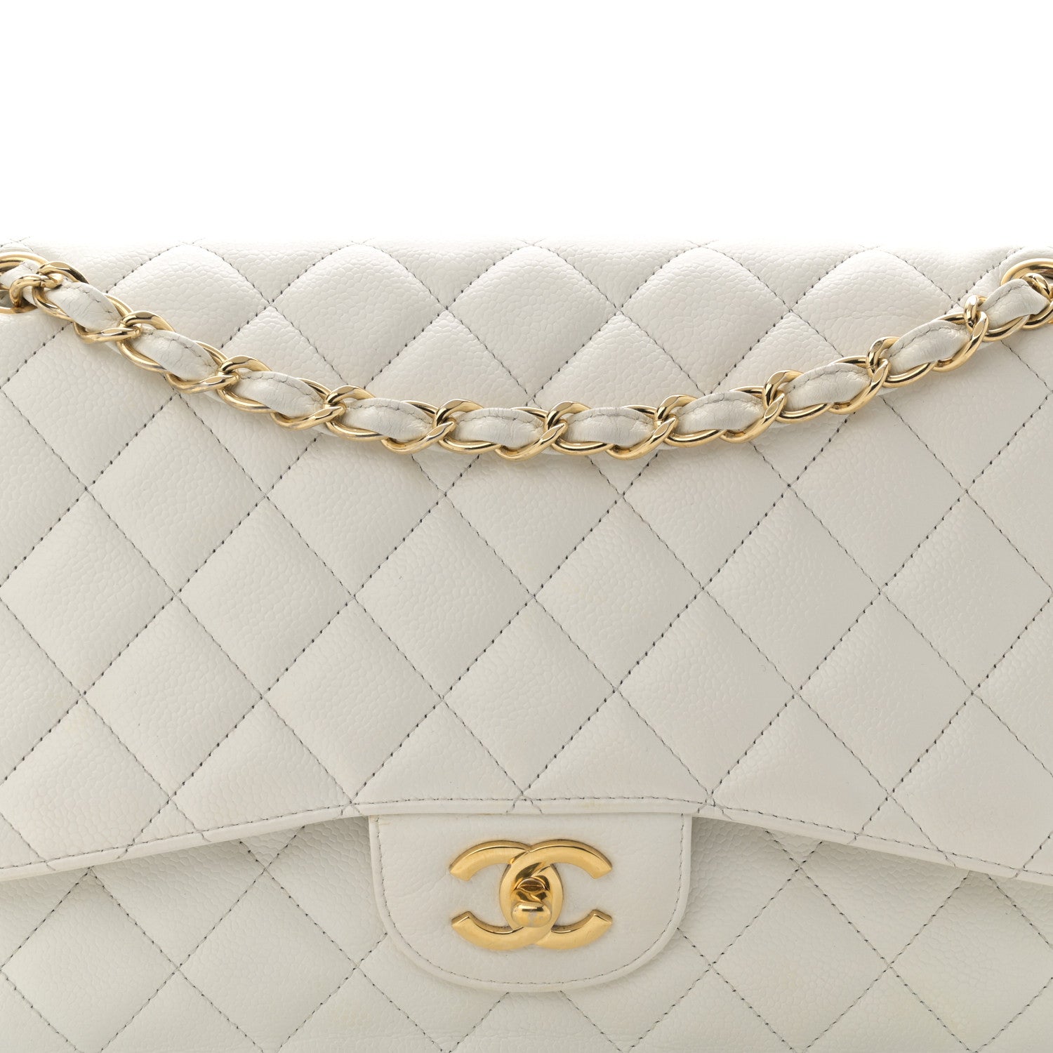 Chanel Caviar Quilted Jumbo Double Flap White 8 of 13