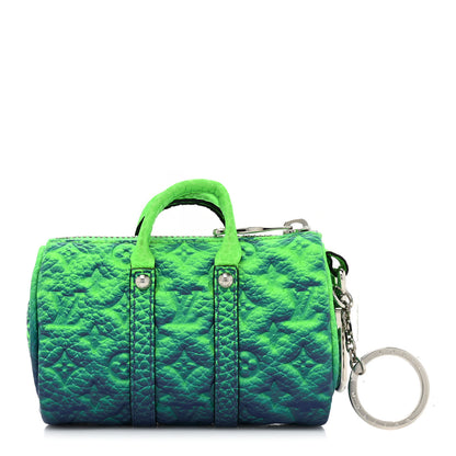 Louis Vuitton Taurillon Illusion Mini Keepall Earphones Pouch Bleu Vert 1 of 9