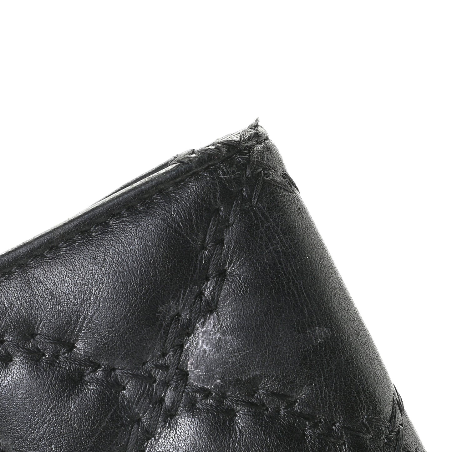 Calfskin Double Stitch Hamptons Flap Wallet Black