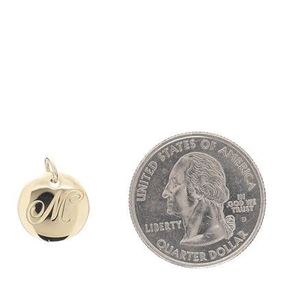 Tiffany 18K Yellow Gold Notes Letter M Disc Charm Pendant 2 of 3